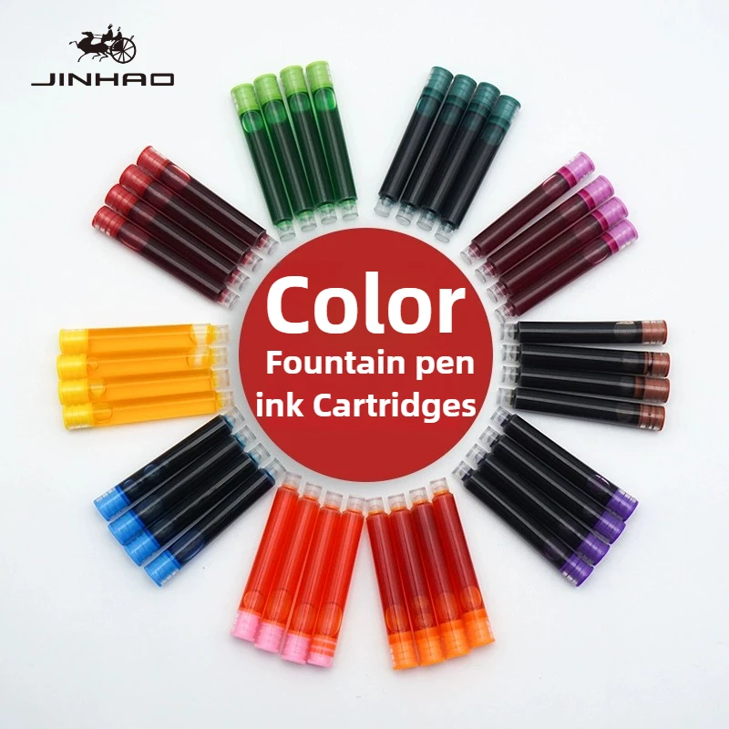 500/12 PCS JINHAO 범용 12 색 비 탄소 만년필 3.4mm 잉크 카트리지 Sac 리필 학교 사무용품 문구