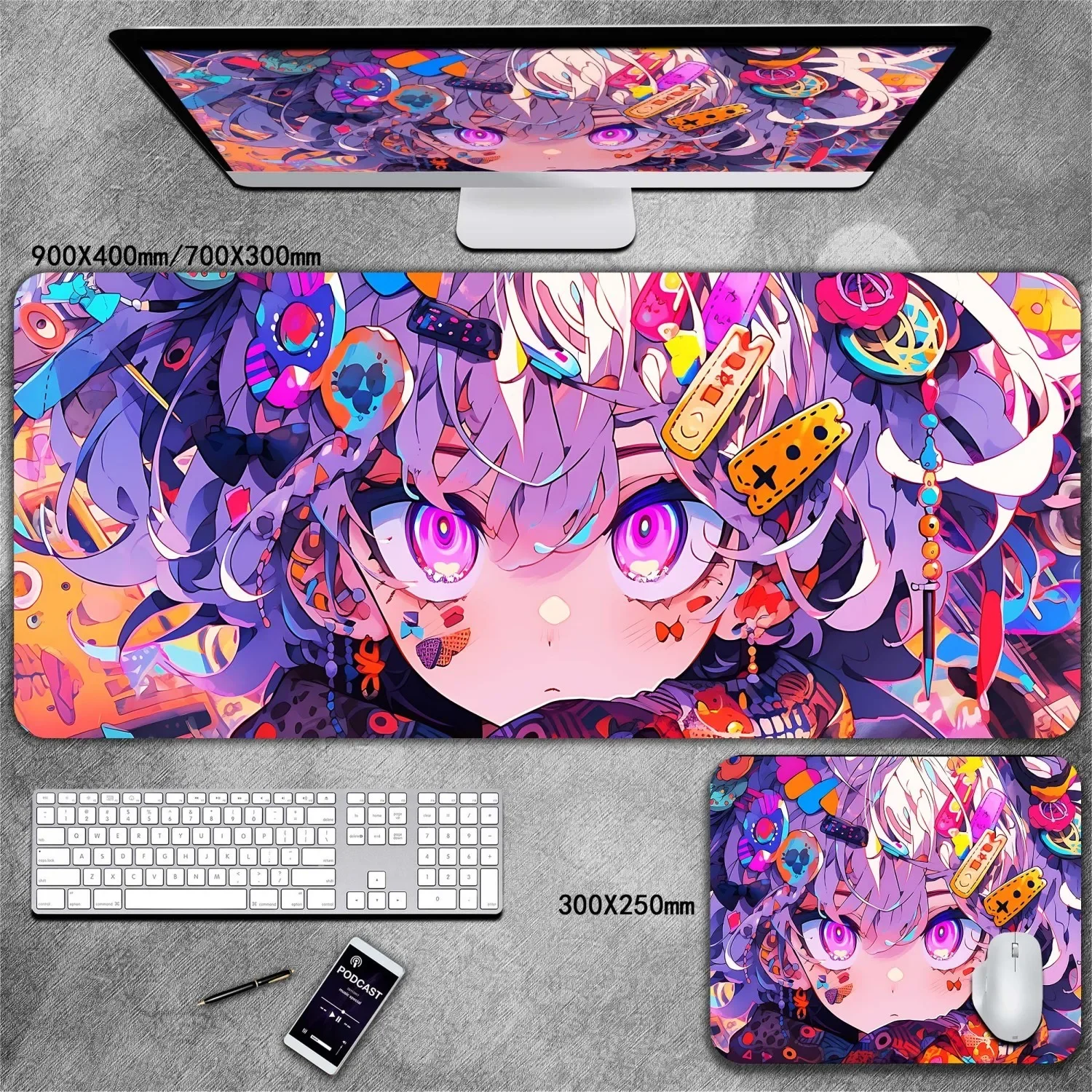 Grande Gaming Mouse Pad para Gamer Acessórios de Computador Mouse Pad Office Pads pc Extended Carpet Desk Mat Anime Girls Wallpaper - Imagem 4