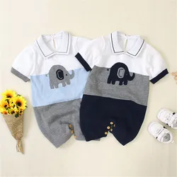 Barboteuse pour bébés garçons et filles de 0 à 24 mois, tenue de printemps et d'été pour bébés, joli petit éléphant 