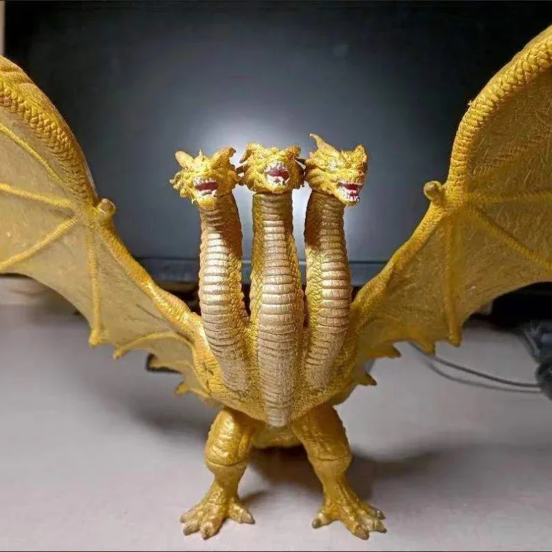 Anime Godzilla: King Of The Monsters 3 Head King Ghidorah Dragon Soft Glue Pvc Action Figure Collection Bambini Giocattoli Di Compleanno Regalo