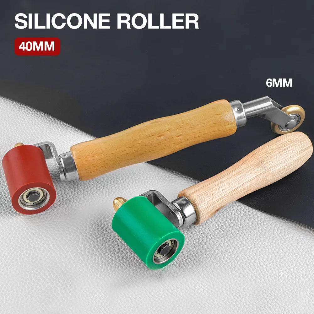 Silicone Seam Roller - 40mm High-Temp PVC & Tarpaulin Welding Tool With Wood Handle & Two-Way Bearings