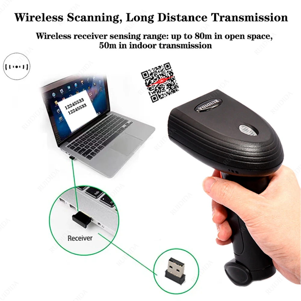 Handheld Wired Barcode Scanner Portable Wireless Bluetooth 1D 2D QR Code PDF417 Reader for Retail Shop Logistic Warehouse barcode scanner