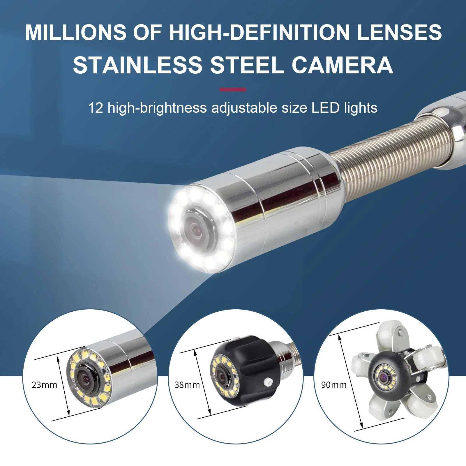 Sewer Pipe Inspection Camera Head, SYANSPAN 23mm/17mm Drain Sewer Pipeline Industrial Endoscope Camera Parts Replacement NO Skid 5