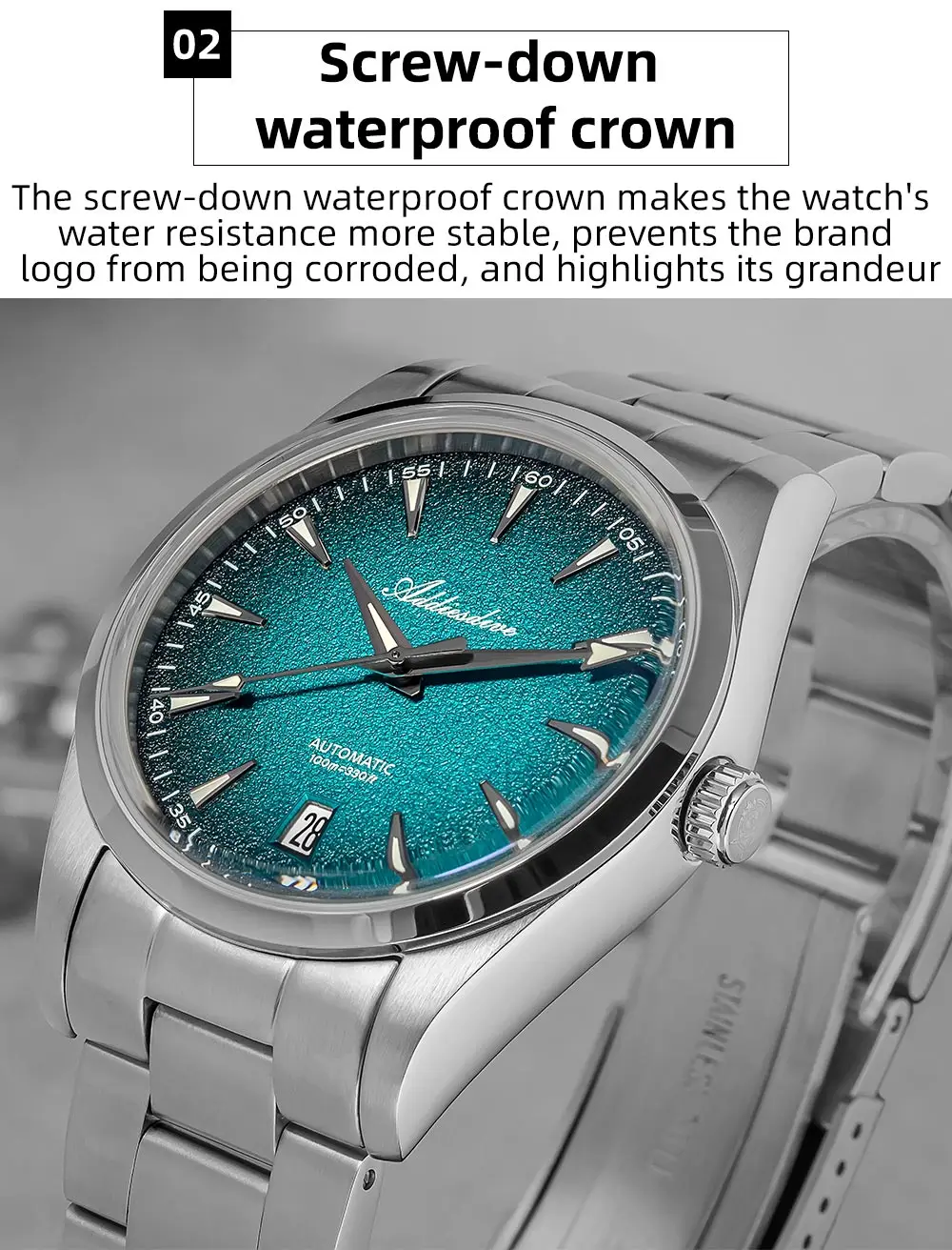 Best ファッション ADDIESDIVE AD2094 ドレスウォッチ ブラック 試着のみ