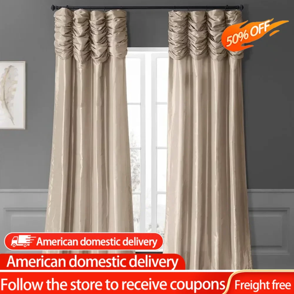 

50W X 120L Hall Curtains for Living Room 2 Pieces Free Shipping Window Curtain Models Antique Beige Freight Free Blinds Shading