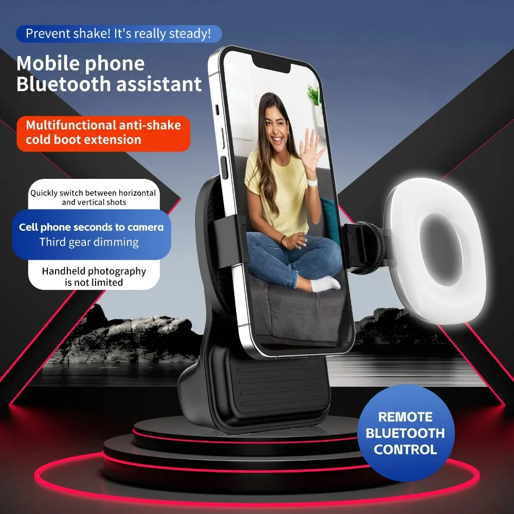 Smartphone Camera Assistant Blueteeth Phone Holder with Fill Light Non-slip Imitation Camera Handle For Live Streaming Shooting