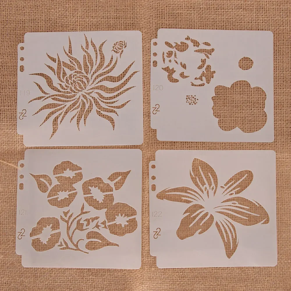 9Pcs/Set 13x14cm Flowers Daisy Rose Lip DIY Layering Stencils Painting Scrapbook Coloring Embossing Album Decorative Template