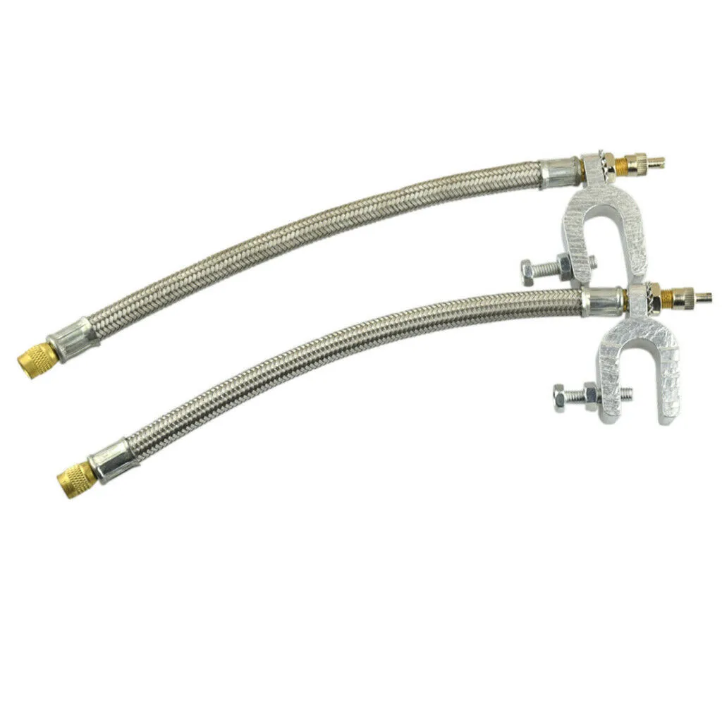

2x Flexible Braided Stainless Steel Extended Nozzle Sozzle Hose Auto Wheels Tyre Valve Stems Extensions Tube Adapter Parts