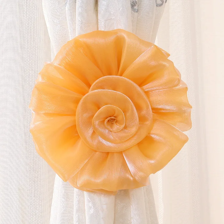 Description Picture 6 of itemFabric Art Lace Ribbon Curtain Straps Big Flower Curtains Holder Home Decor Hanging Rose Tie Tie Room Window Accessories