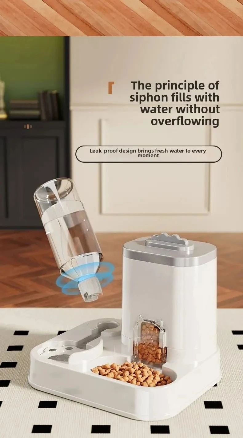 automatic   water dispenser with integrated feeder - 1-10l capacity, no battery needed,   for easy monitoring, durable pet food & water basin for indoor/outdoor use, cat water dispenser,   accessory, sturdy construction, without battery Product details 5