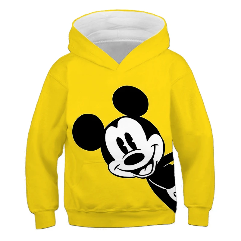 

Simple versatile children's yellow clothing Mickey Mouse pattern boys' hoodie fashion casual girls' long sleeved top cartoon