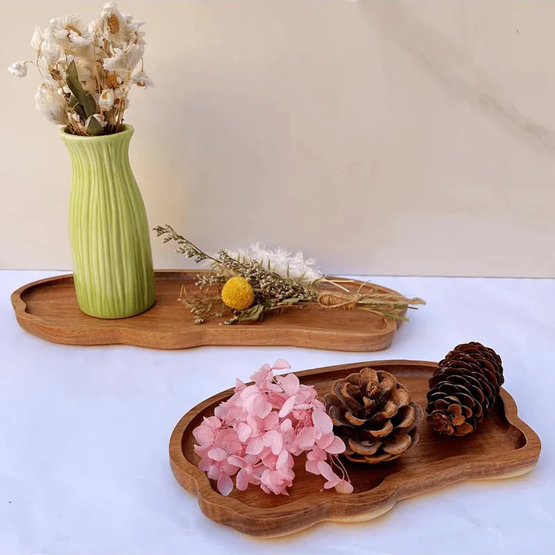 Japanese Style Wooden Tea Coffee Tray Fruit Dessert Candy Plate Food Dish Trays Tableware Wooden Food Tray
