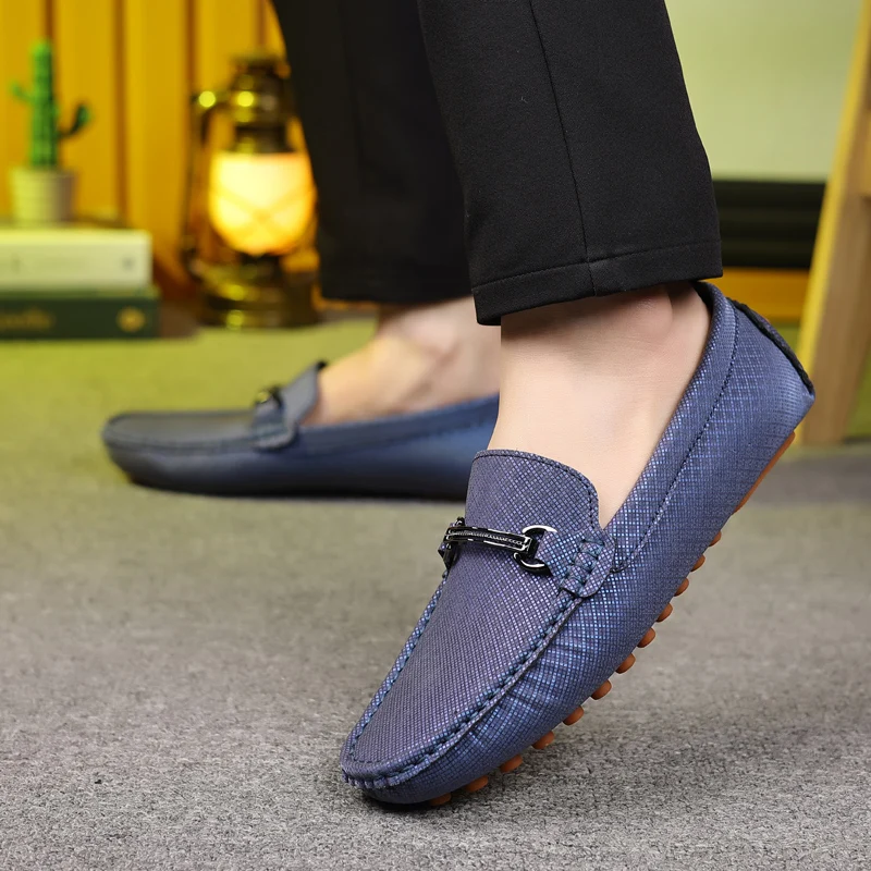 HKDQ Business Casual Leather Shoes Men Comfortable Flat Moccasins Elegant Fashion Slip-on Men's Loafers Designer White Shoes Man