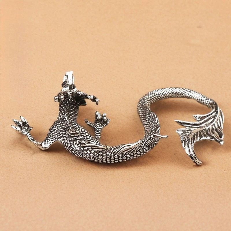 Solid Brass Zodiac Dragon Small Statue Desktop Ornament Chinese Mythical Beast  Retro Home Feng Shui Decorations Crafts