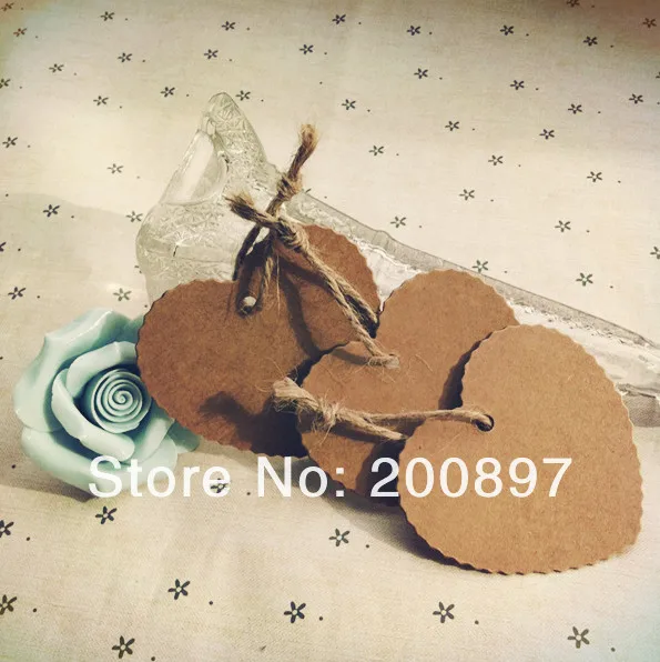 500 Stück Karton-Etiketten für Kleidungsstücke, umweltfreundliches Papier, DIY-Schmuckzubehör, Preisaufhänger, Kopfetikett, 6,5 x 6 cm – Detail 3