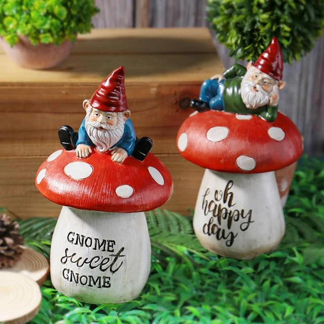 Gnomes on wooden shoes 'What a Beautiful Day' Gnome figurine after