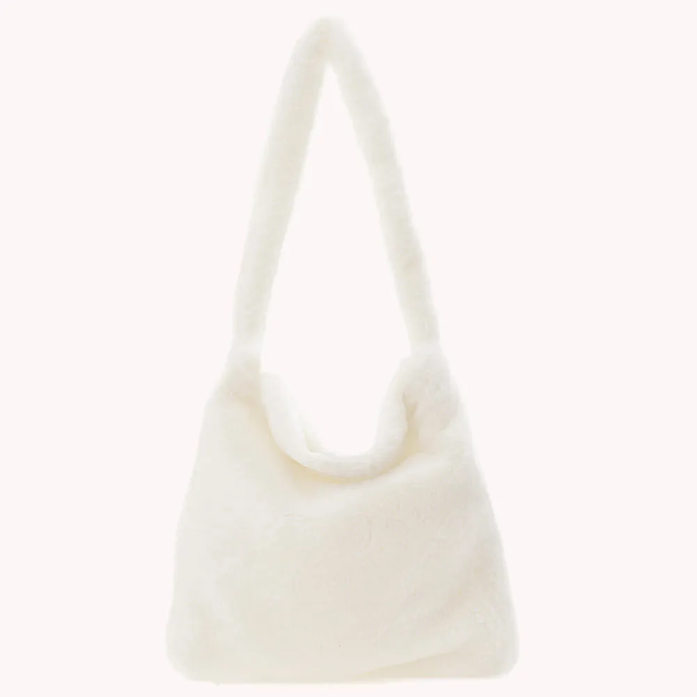 

Женская модная плюшевая сумка через плечо, мягкая пушистая женская сумка с сердцем, простая сумка для покупок, стильная сумка для подмышек, шикарная Сумка Хобо