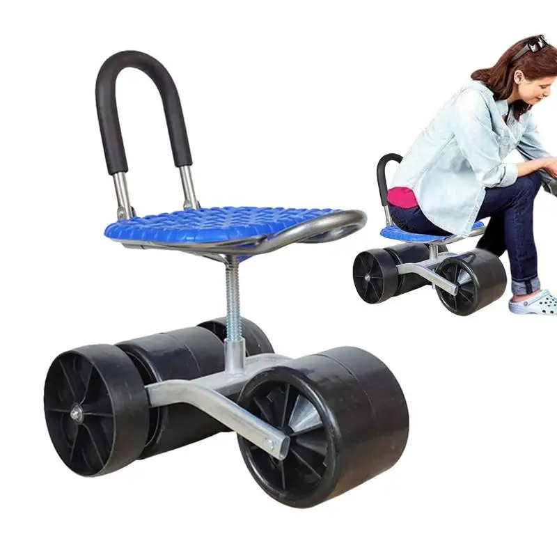 

Garden Cart Rolling Stool Foldable Smooth Gardening Seat With Adjustable Height Gardening Workseats For Outdoor Use garden