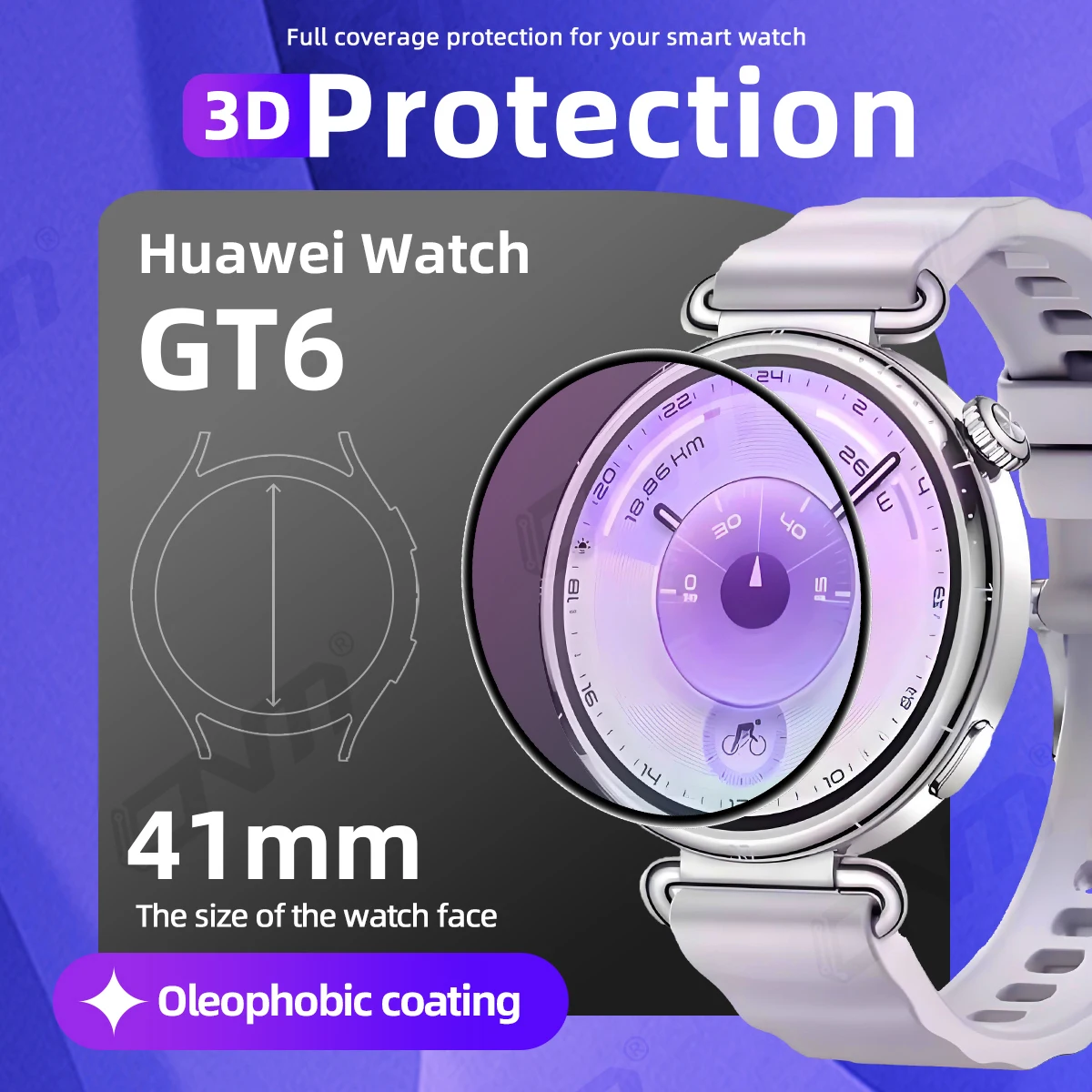 화웨이 워치 GT 6 41mm 화면 보호기용 3D 보호 필름, 워치 GT6 액세서리용 풀 커버리지 긁힘 방지(유리 아님)