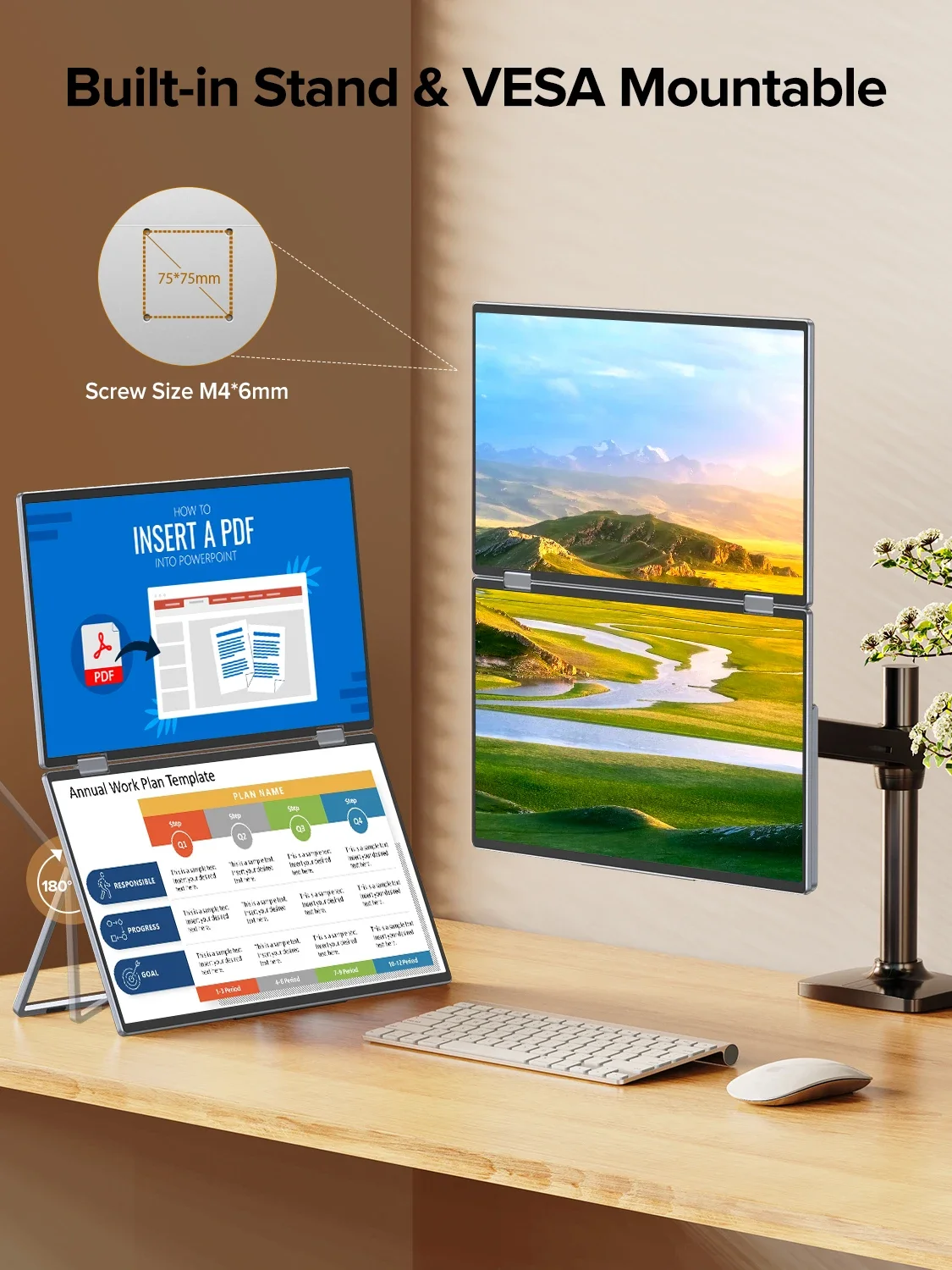 UPERFECT Ʈ ũ ޴ ̽   ũ, VESA ͽٴ , Ʈ   OS, 1080P FHD IPS, 15.6 ġ