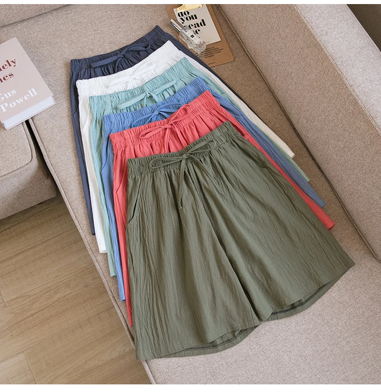 Cotton Linen Shorts Woman Basic Short Pants Mini Trousers Trafic Fashion High Waist Bottom for Women Summer Plus Size X168 linen shorts