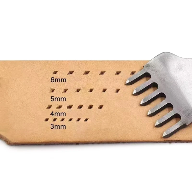 4pcs 가죽 공예 도구 간격 펀치 3/4/5/6mm 구멍 치즐 레이싱 바느질 바느질 DIY 가죽 공예 도구 DIY