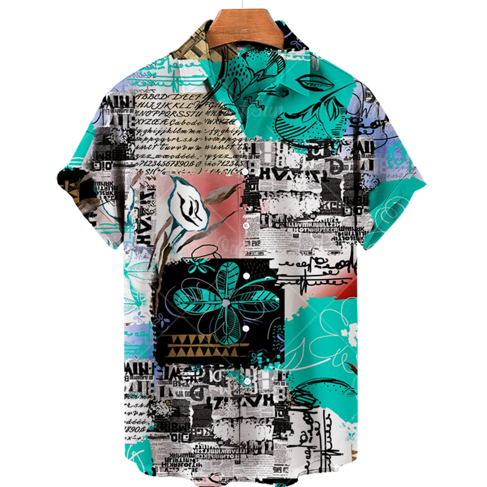Men'S Hawaiian Casual Shirt Floral Colorful Plaid Short Sleeve For 3d Fashion Simple Button Beach Clothing Sale