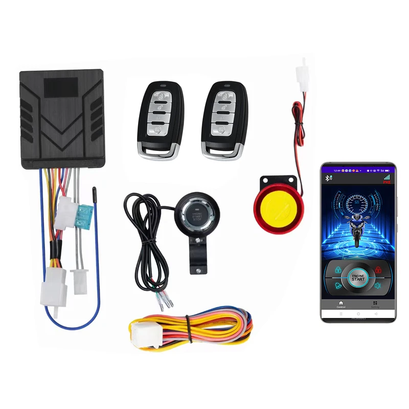 Alarme de démarrage à distance pour moto, contrôle par application Bluetooth, avec boutons de démarrage/arrêt du moteur 1