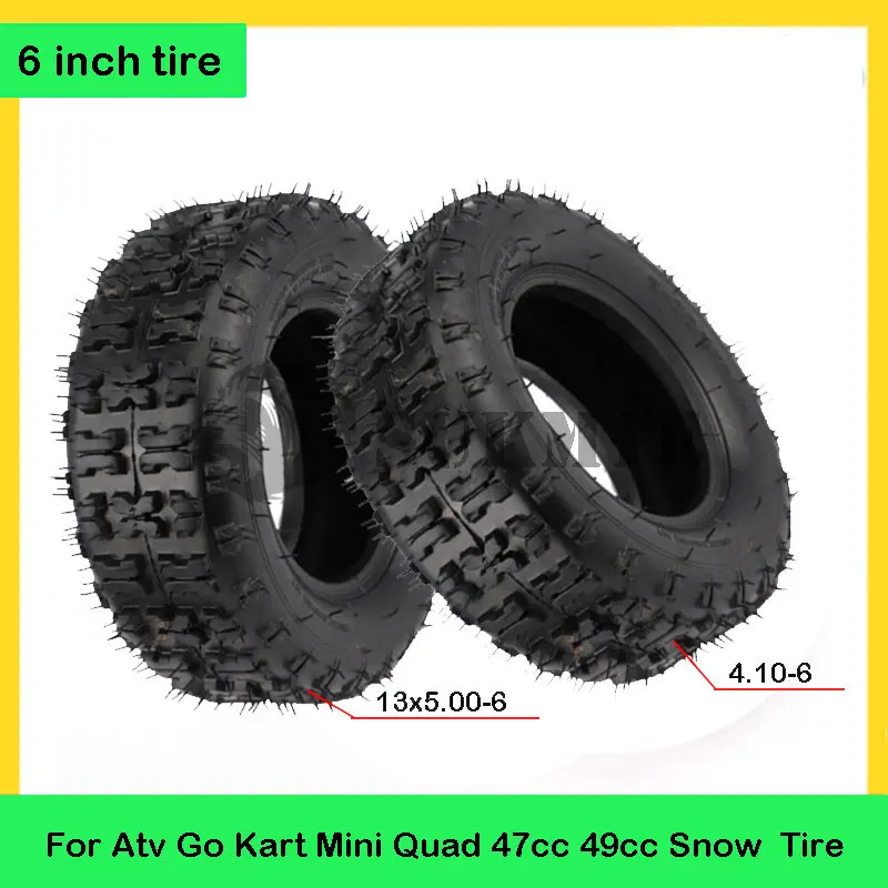 Anteriore 4.10-6 posteriore 13x5.00-6 pneumatico Tubeless 6 pollici pneumatico per Atv Go Kart Mini Quad 47cc 49cc pneumatico moto