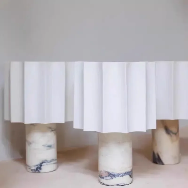 Marmor Bordlampe med Stofskærm – Trådløs, Dæmpbar LED & Touch 6