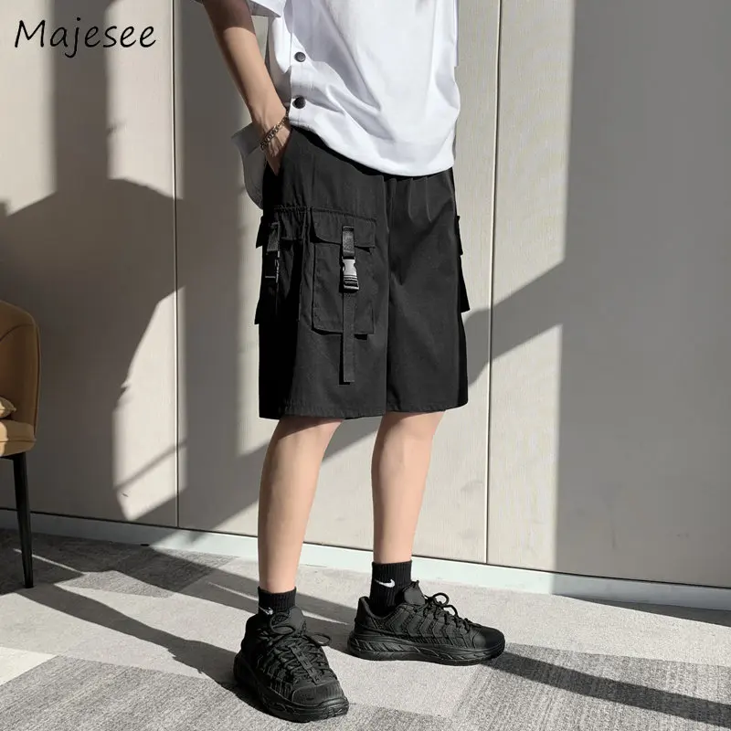 

Shorts Men Casual Fashion Breathable Teens Retro Black Summer All-match Streetwear College Big Pockets Personality Cool Handsome