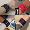 New Fashion Leather Button Adjustable Wide Bracelet Unisex Gothic Punk Bohemian Hip Hop Rock Men's And Women's Bracelet Jewelry 2