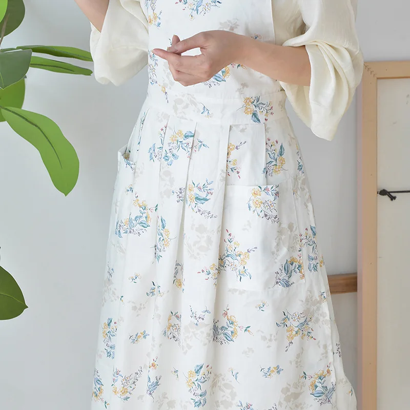 북유럽 스타일 방수 앞치마 여성 꽃 가게 면화 앞치마 소녀의 긴 Pinafore 베이킹 작업복 주방 요리 작업복