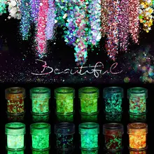 

Accessories DIY Beauty Glow in the Dark Luminous Nail Powder Hexagon Sequins 24 Colors Nail Art Glitter Neon Sequins