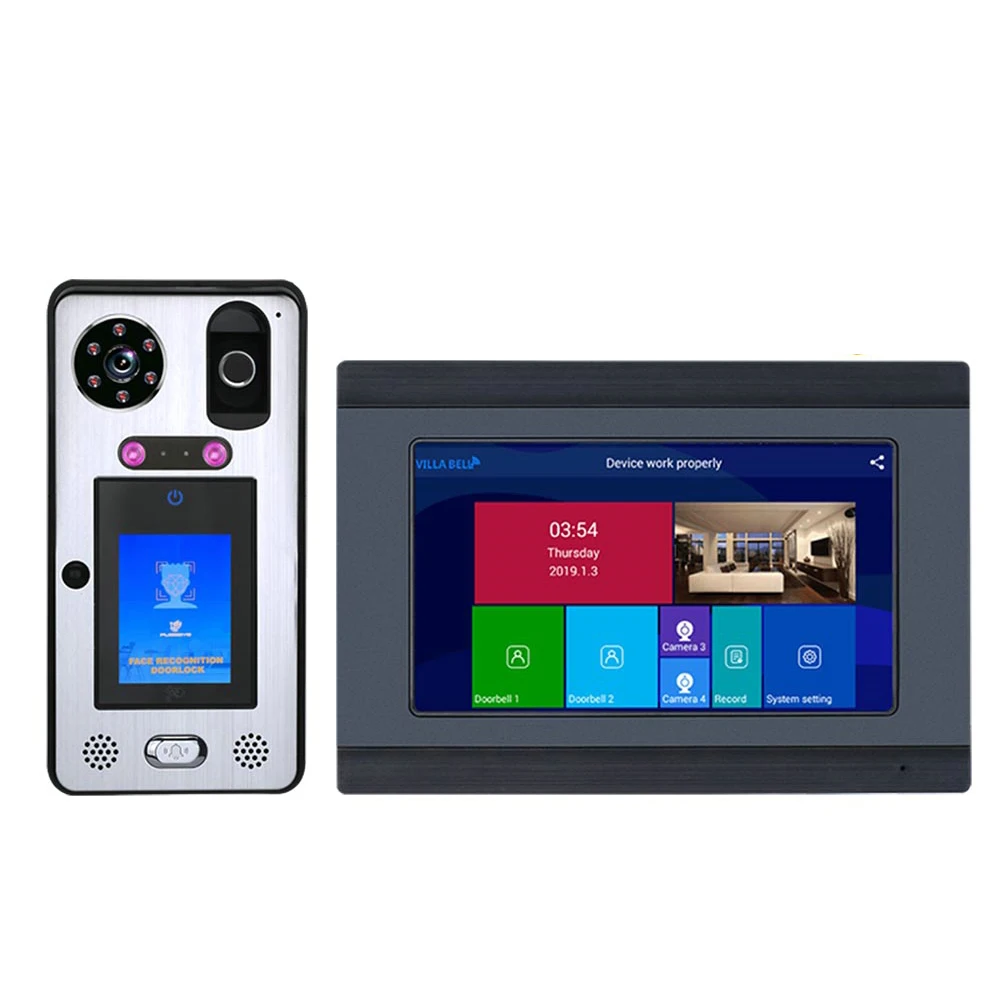 

7 inch Wifi Face Recognition Fingerprint IC Video Door Phone Intercom System with 1080P Camera Support Remote APP unlocking