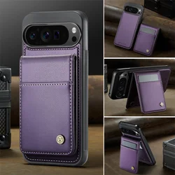 Premium Magnetic Flip Leather Phone Case with Wireless Charging and Wallet Functionality - Google Pixel 10 (Purple)