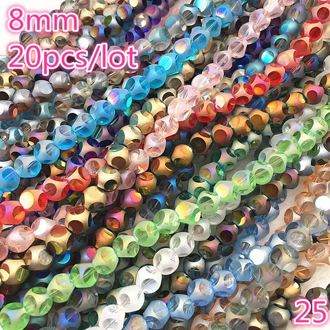 20pcs 8mm Austria Crystal Earrings Choker Bead Glass Bead Spacer Bead For Jewelry Making Necklace