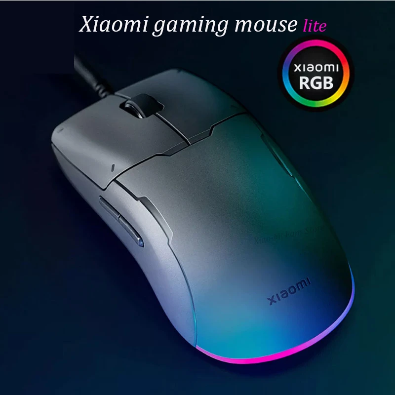 Xiaomi Gaming mouse lite with Rgb lighte 220 ips 400 to 6200 dpi Five Gears Adjusted 80 million hits TTC micro Move мышка для