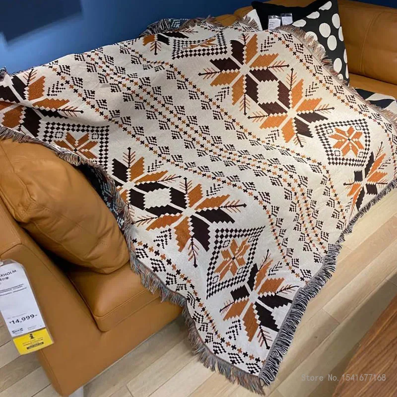 Creative Bohemia Decorative Sofa Blanket, Family Style, Car Blanket, Indian Outdoor Rug, Picnic Mat, Travel, Pastoral, 1Pc