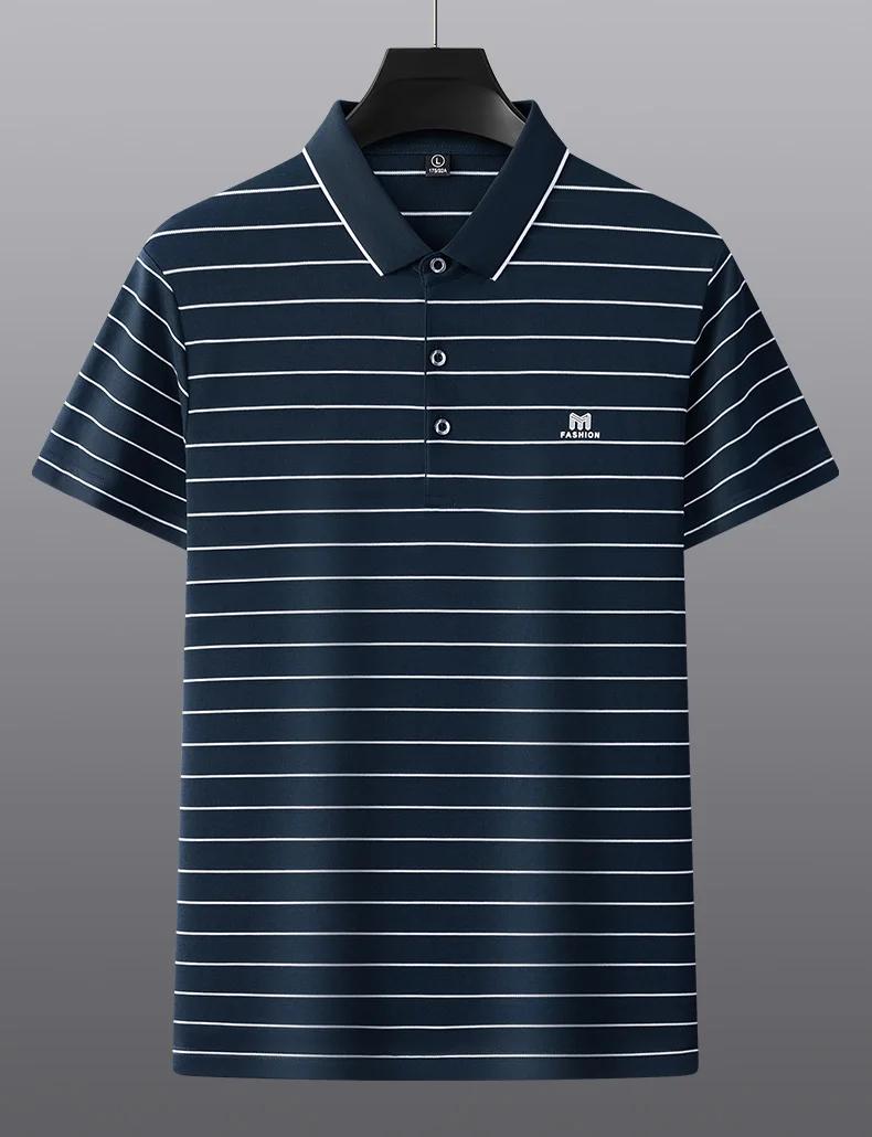 High-end fashion letter embroidery short-sleeved POLO shirt Men's casual T-shirt summer stripe business Paul shirt Men's wear 24 S780bfbd81fe74c4dbb3207d3d3641617b