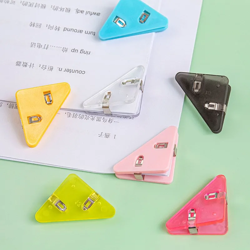 Paper Clip Corner Paper Clips Prevent Books Curling Triangle File Corner Clip Bookmark Colorful Document Clip Protection Book Page paper clip