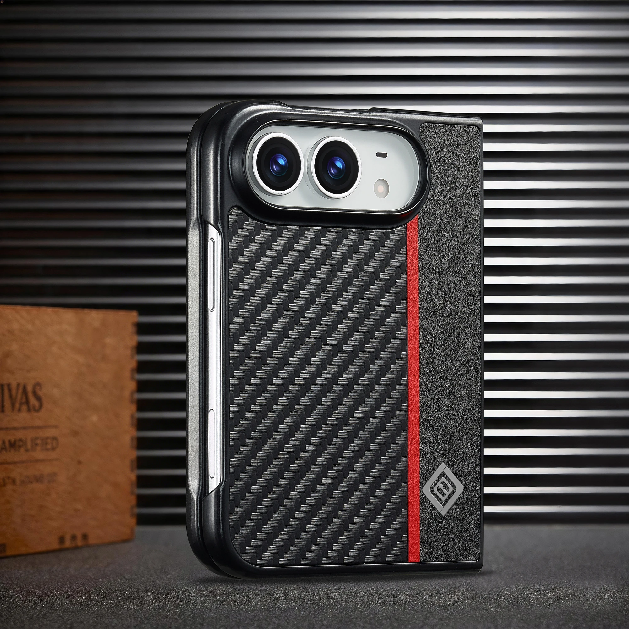 Luxury Ultrathin Carbon Fiber Leather Phone Case with Shockproof Flip Holder Cover