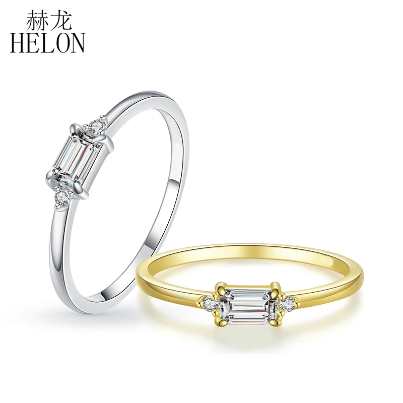 

Женское кольцо из муассанита HELON, однотонное обручальное кольцо из розового золота с муассанитом, 14 к, 3 Х5 мм, Ювелирное Украшение для годовщины