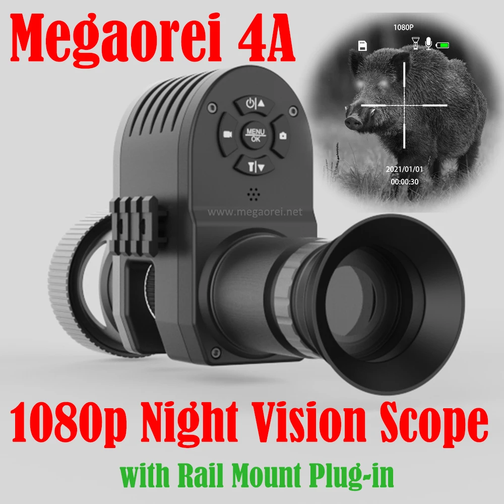 

Megaorei 4 A Integrated Night Vision Scope Monocular Goggles Telescope Optical Video Record IR Camera for Tacticle Hunting Rifle