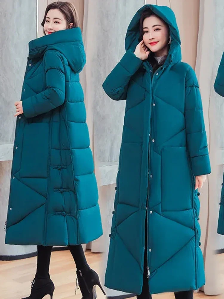 Fitted Blue Green Zip Up thick Fine Cotton Filled Parkas Winter
