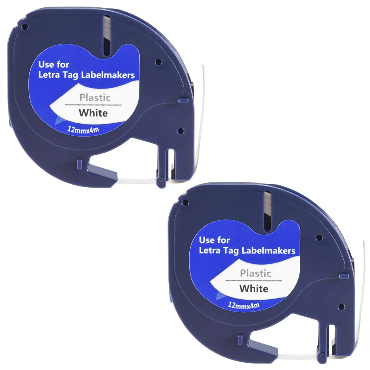 

2 Pack Plastic Label Tapes for DYMO LetraTag 91201 Black on White (12mm x 4M) for LT-100H, LT-100T, LT-2000, QX50