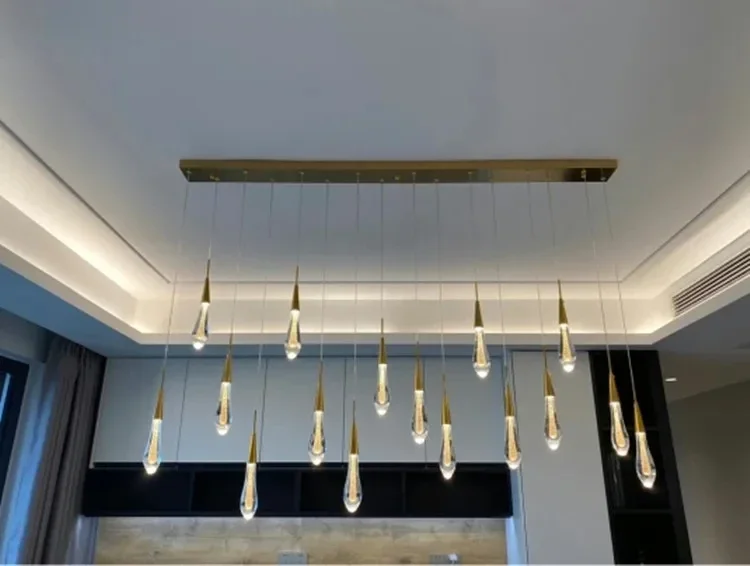 Description Picture 3 of item2024 New Modern LED Crystal Pendant Light Lustre Restaurant Bar Composite Staircase Light Living Room Home Decoration Lighting