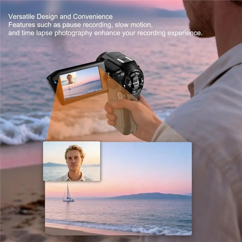 B50B-8K Digital DV Camera, 75MP Video Camcorder With Dual Lens 16X Digital Zoom Rotatable Screen Remote Control For Vlogging 6
