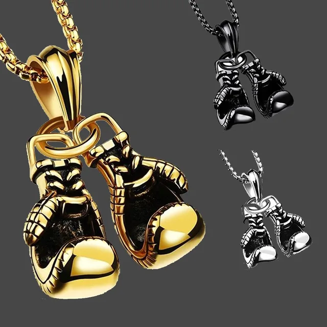 Sport Fitness Jewelry Double Boxing Glove Pendant Necklace Chic Men Hiphop Chain Necklace Cool Male Jewellery 1
