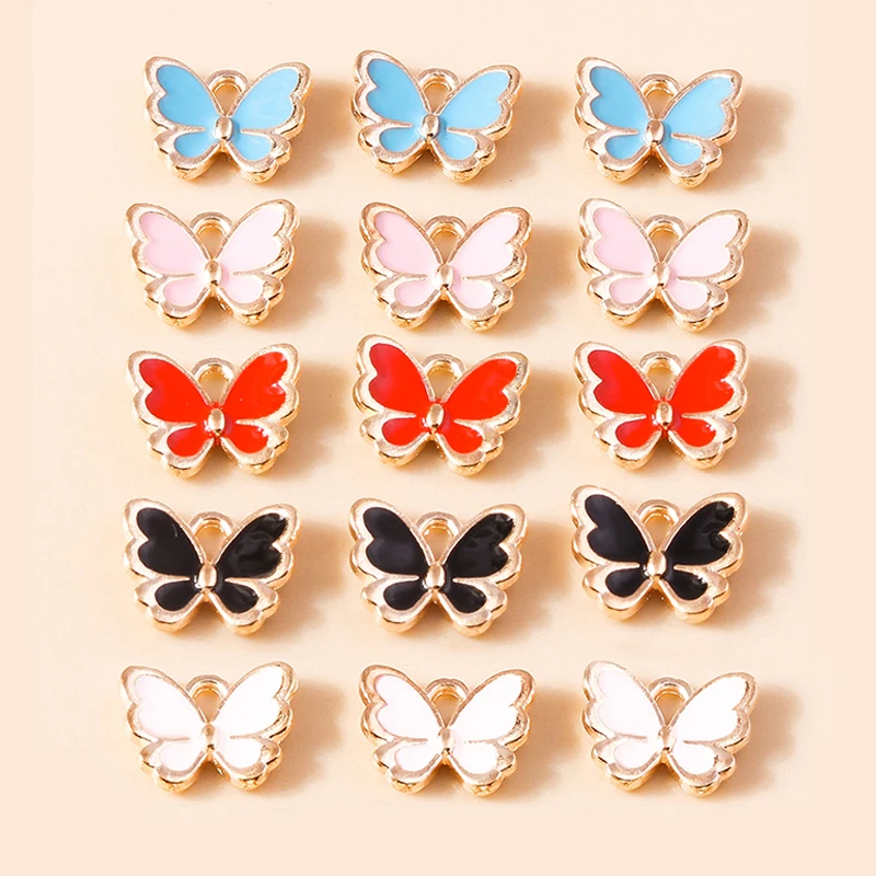 Leslie 10 Stück gemischte Stile, neue bunte Schmetterlings-Charms für baumelnde Ohrringe, Armbänder, Halsketten, Tier-Anhänger, DIY-Schmuckherstellung – Detail 6